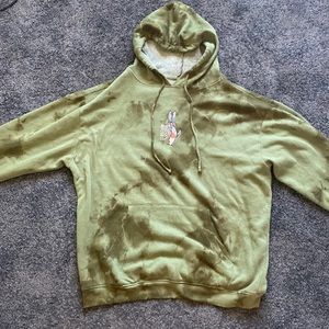 Green tie-dye hoodie with koi fish